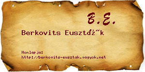 Berkovits Euszták névjegykártya